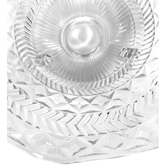 Footed Glass Vintage Centerpiece 12.75" Ruffled Top Bowl in Diamond Pattern - Picture 8 of 9